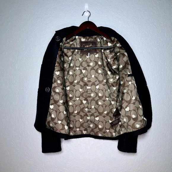 Coach Wool Blend Double Breasted Lined Coat, Black, Size Small - Missing Button - Picture 3 of 3